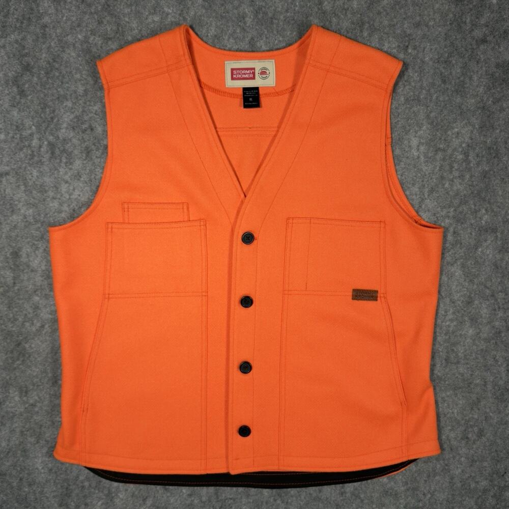 Stormy Kromer The Button Vest Mens XL Blaze Orange Wool Blend Hunting USA NWOT